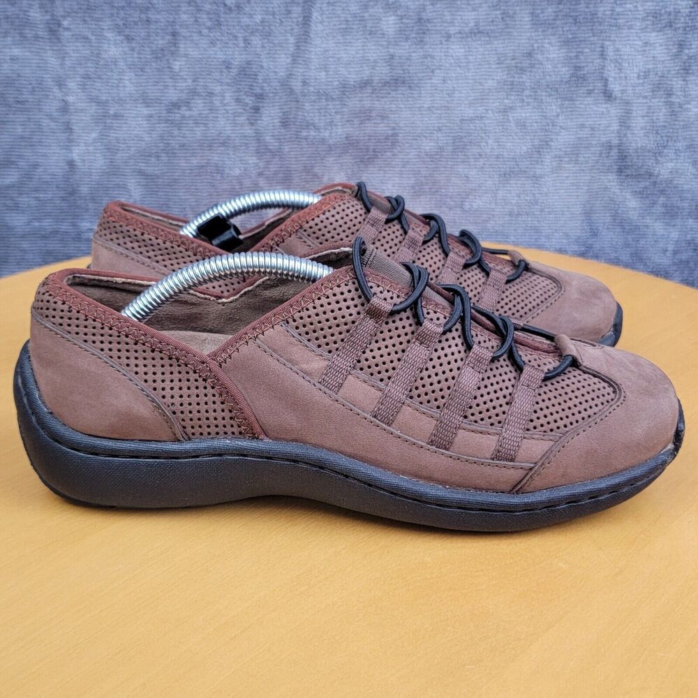 Klogs Pathway Active Sneaker Shoes Women's Sz 7 Brown Bungee Lace Suede Leather